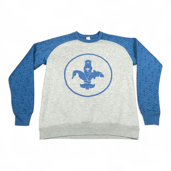St Louis Aquarium Sweater Adult MEDIUM Gray Blue Sweatshirt Otter Union Station - Picture 1 of 8